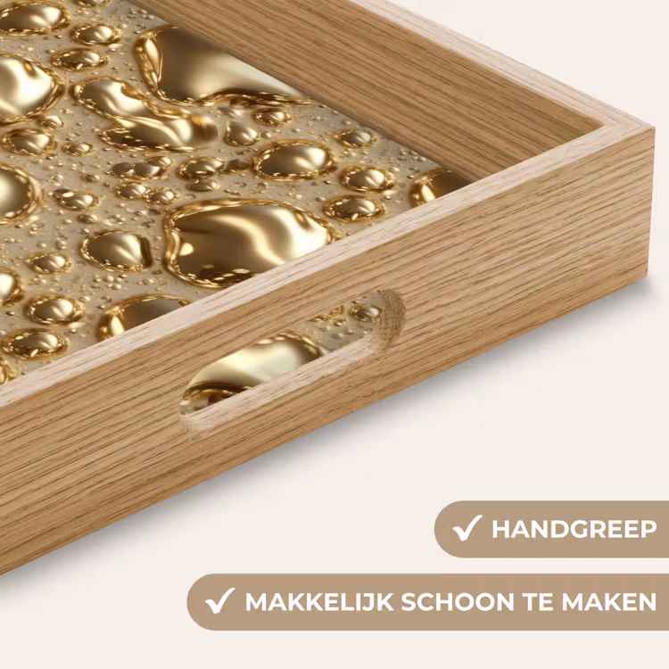 Druppels - Organisch - Goud Dienblad Rechthoek middel 911 -USP_HandgreepNL