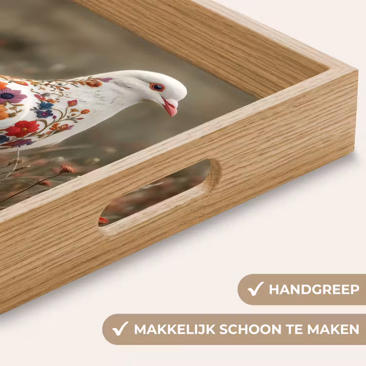 Duif - Bloemen - Natuur Dienblad Rechthoek middel -USP_HandgreepNL