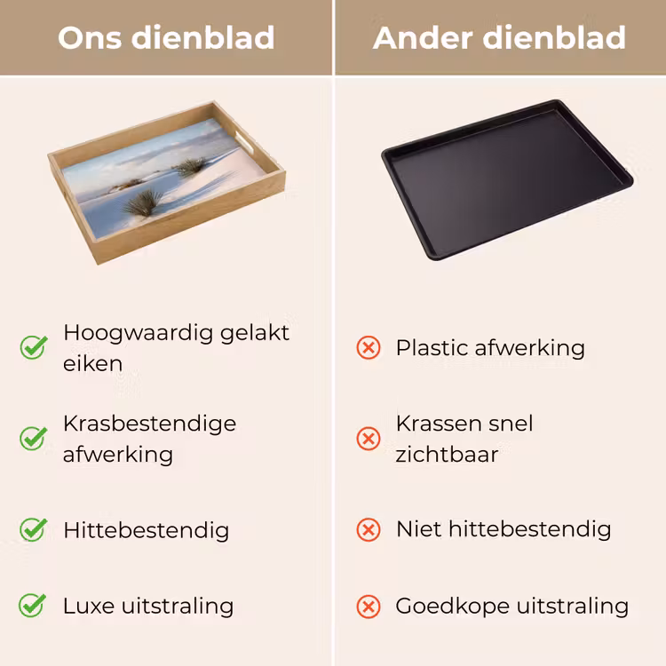 Duinen - Gras - Wolken - Beige Dienblad Rechthoek middel -USP_VergelijkingNL