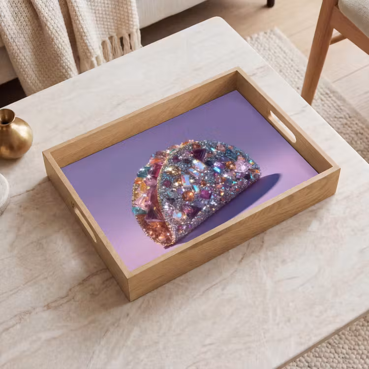 Edelstenen - Glitters - Paars - Kleurrijk Dienblad Rechthoek middel -sfeer1