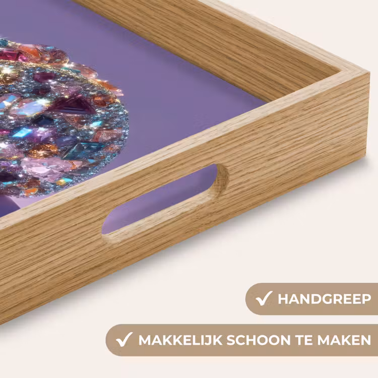 Edelstenen - Glitters - Paars - Kleurrijk Dienblad Rechthoek middel -USP_HandgreepNL