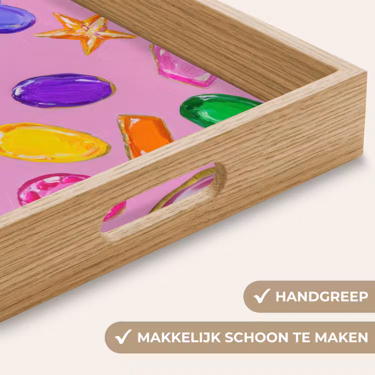 Edelstenen - Vormen - Hartje - Kleurrijk Dienblad Rechthoek middel -USP_HandgreepNL