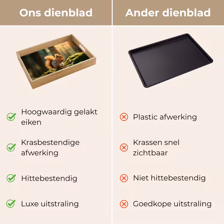Eekhoorn - Nootje - Gras Dienblad Rechthoek middel -USP_VergelijkingNL