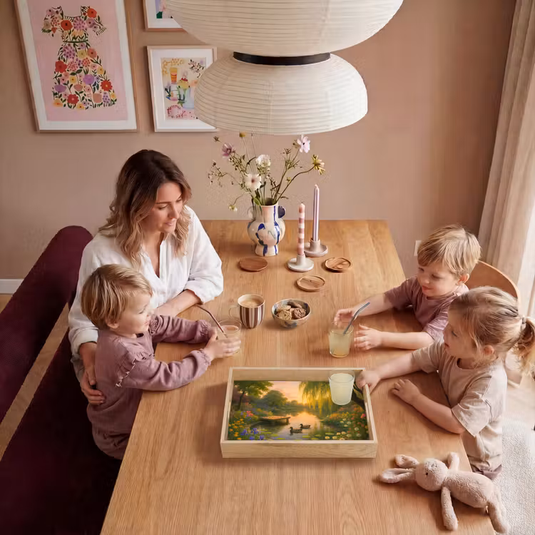 Eenden - Vijver - Bloemen Dienblad Rechthoek middel -sfeer4