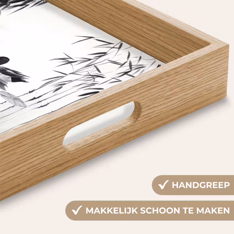 Eenden - Waterlelies - Riet - Zwart Dienblad Rechthoek middel -USP_HandgreepNL