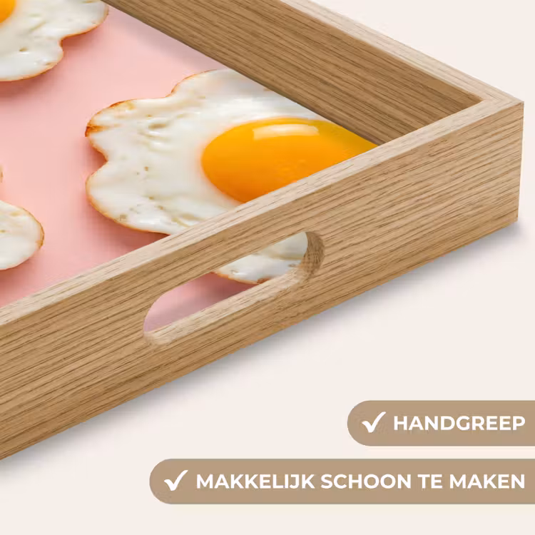 Eieren - Bloem - Roze Dienblad Rechthoek middel -USP_HandgreepNL
