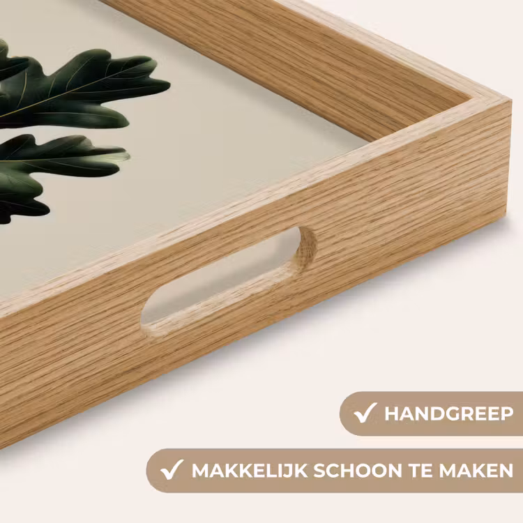 Eikenbladeren - Beige - Groen - Golvende randen Dienblad Rechthoek middel -USP_HandgreepNL