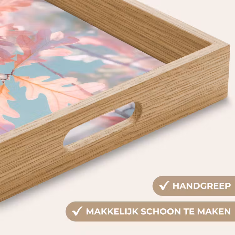 Eikenbladeren - Takken - Roze Dienblad Rechthoek middel -USP_HandgreepNL