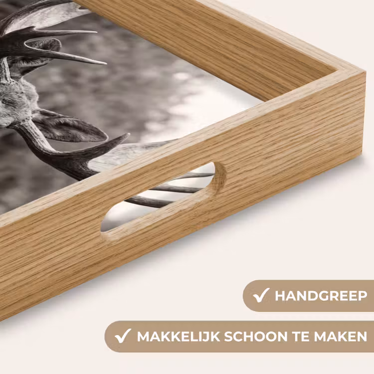 Eland - Auto - Gewei - Zwart - Wit Dienblad Rechthoek middel -USP_HandgreepNL