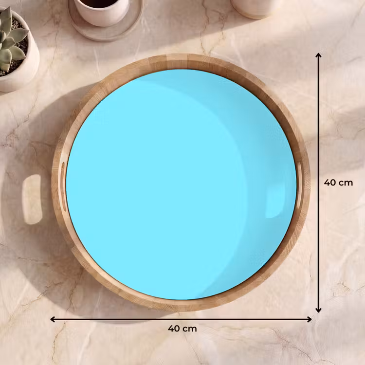 Electric - Cyan - Blauw Dienblad Rond middel 914 -USP_Formaat