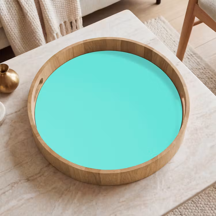 Electric - Cyan - Turkoois Dienblad Rond middel 914 -sfeer1