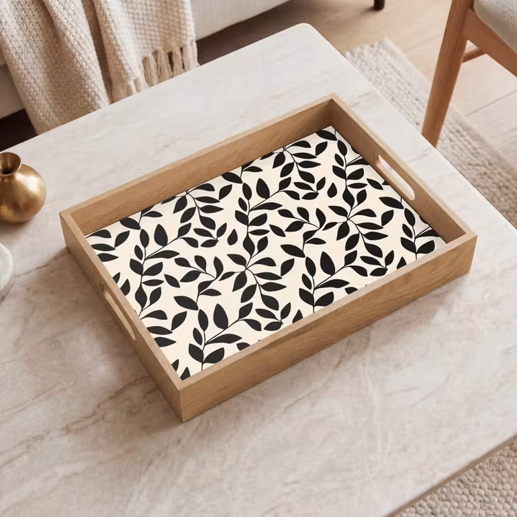 Elegant - Patroon - Zwart - Beige Dienblad Rechthoek middel 911 -sfeer1