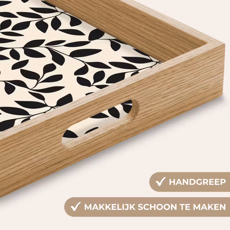Elegant - Patroon - Zwart - Beige Dienblad Rechthoek middel 911 -USP_HandgreepNL