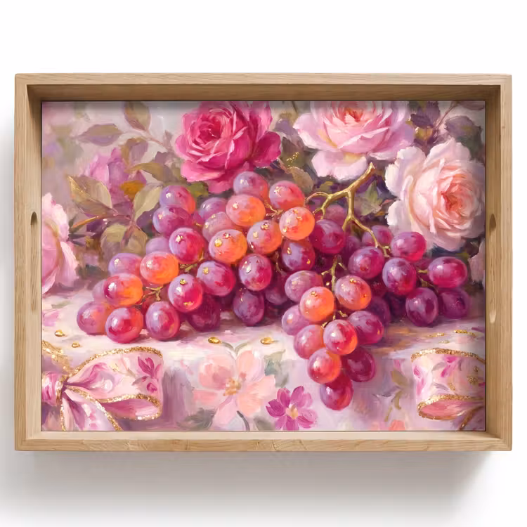 Eten - Bloemen - Stilleven - Roze - Goud Dienblad Rechthoek middel -z3d_shopping