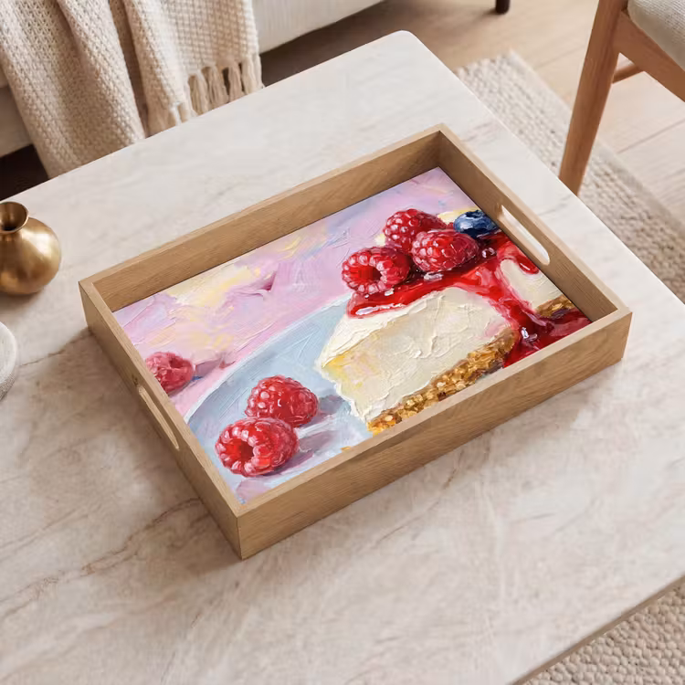 Eten - Cheesecake - Bessen - Abstract - Roze Dienblad Rechthoek middel -sfeer1