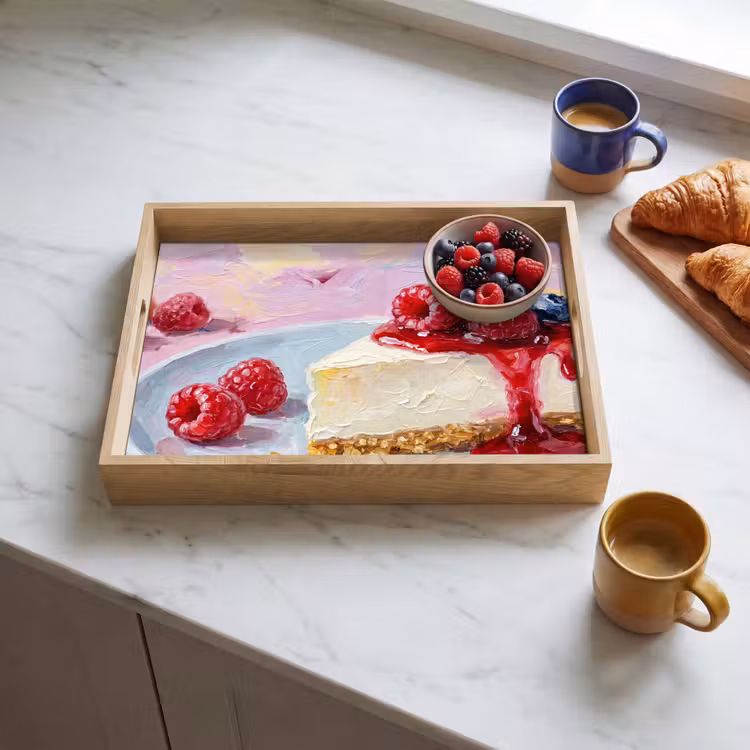 Eten - Cheesecake - Bessen - Abstract - Roze Dienblad Rechthoek middel -sfeer2