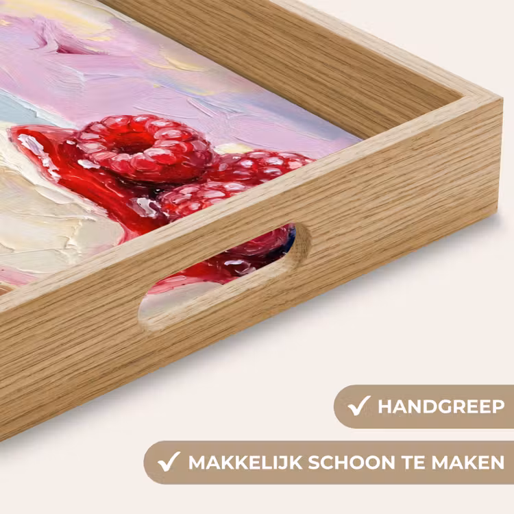 Eten - Cheesecake - Bessen - Abstract - Roze Dienblad Rechthoek middel -USP_HandgreepNL
