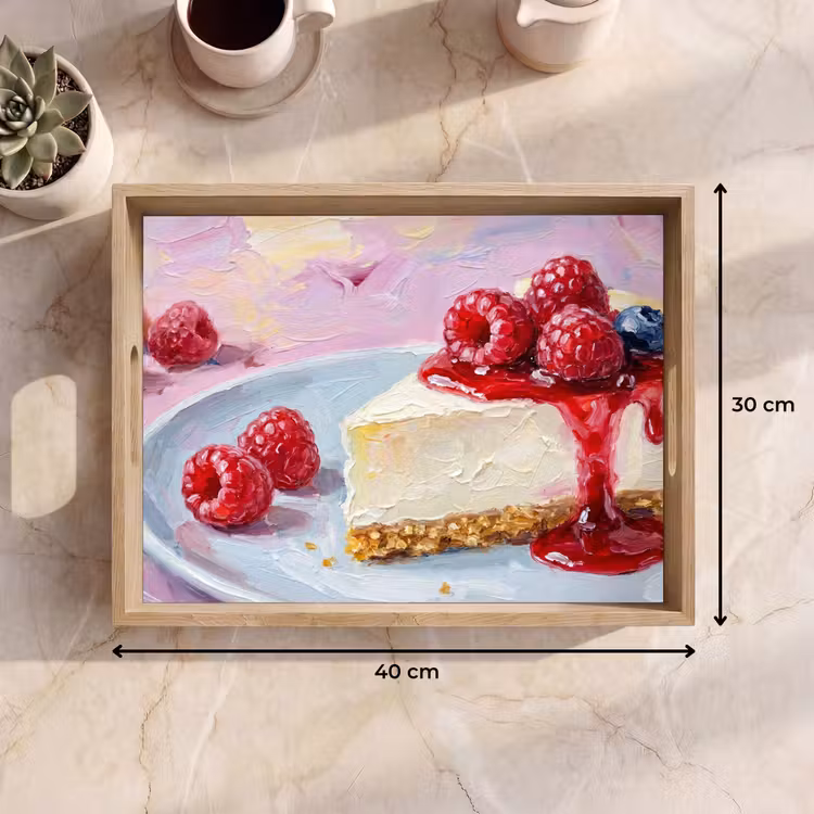 Eten - Cheesecake - Bessen - Abstract - Roze Dienblad Rechthoek middel -USP_Formaat