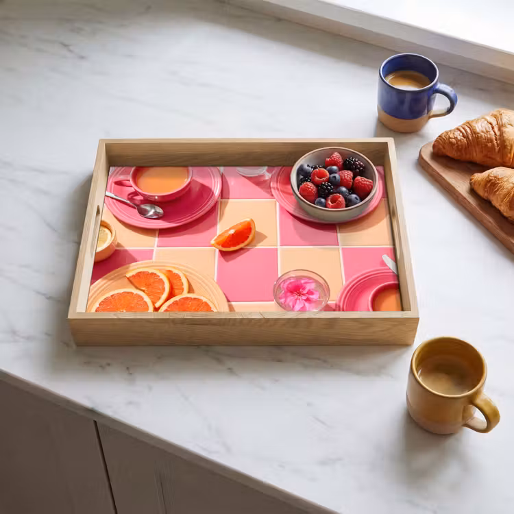 Eten - Citrusvruchten - Stillevens - Roze - Oranje Dienblad Rechthoek middel -sfeer2