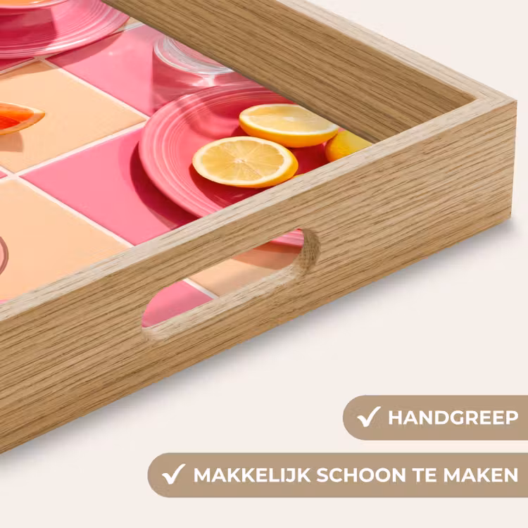 Eten - Citrusvruchten - Stillevens - Roze - Oranje Dienblad Rechthoek middel -USP_HandgreepNL
