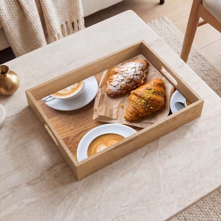 Eten - Croissant - Koffie - Ontbijt - Modern Dienblad Rechthoek middel -sfeer1