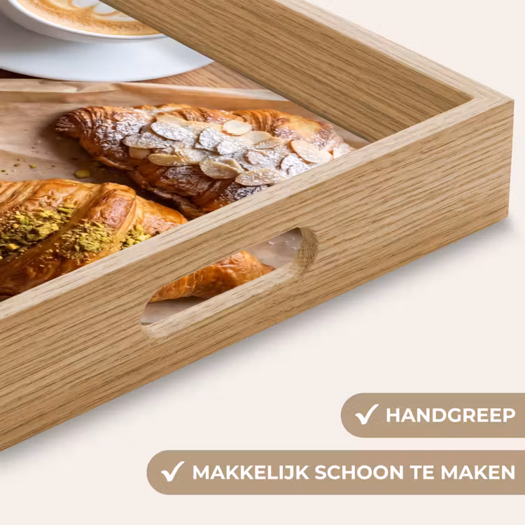 Eten - Croissant - Koffie - Ontbijt - Modern Dienblad Rechthoek middel -USP_HandgreepNL