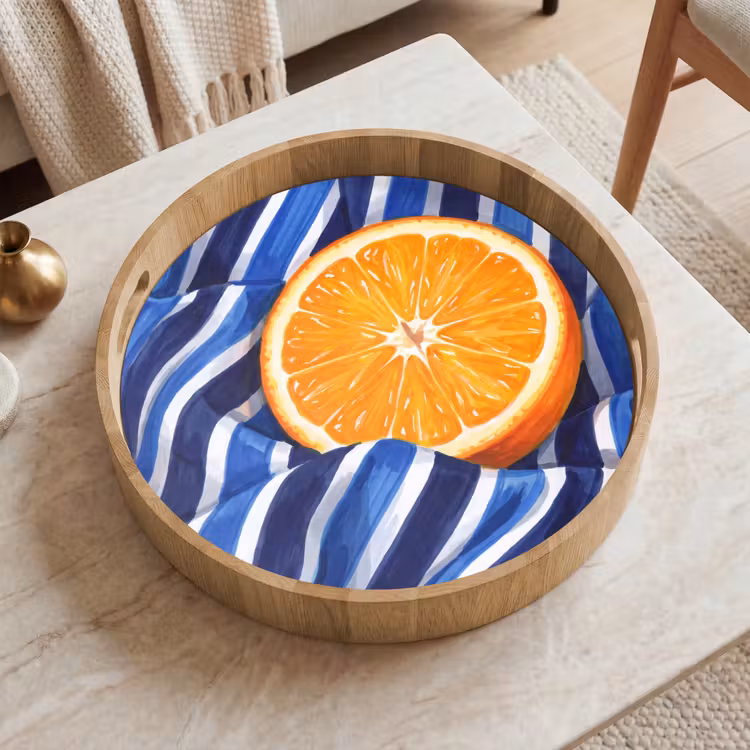 Dienblad - Eten - Fruit - Oranje - Eten - Fruit - Oranje Dienblad Rond middel