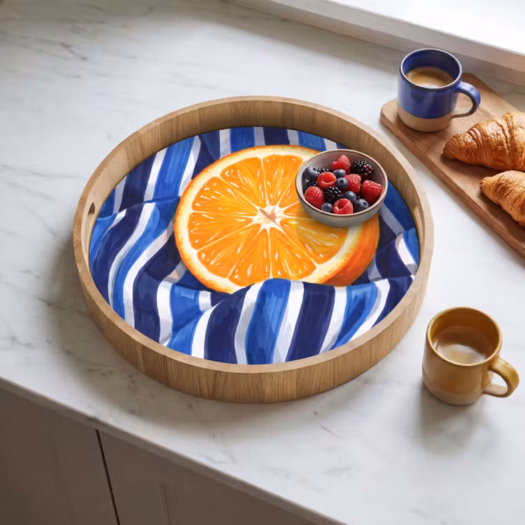 Dienblad - Eten - Fruit - Oranje - Eten - Fruit - Oranje Dienblad Rond middel