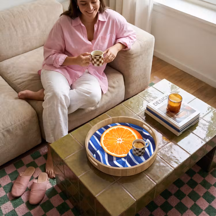 Dienblad - Eten - Fruit - Oranje - Eten - Fruit - Oranje Dienblad Rond middel