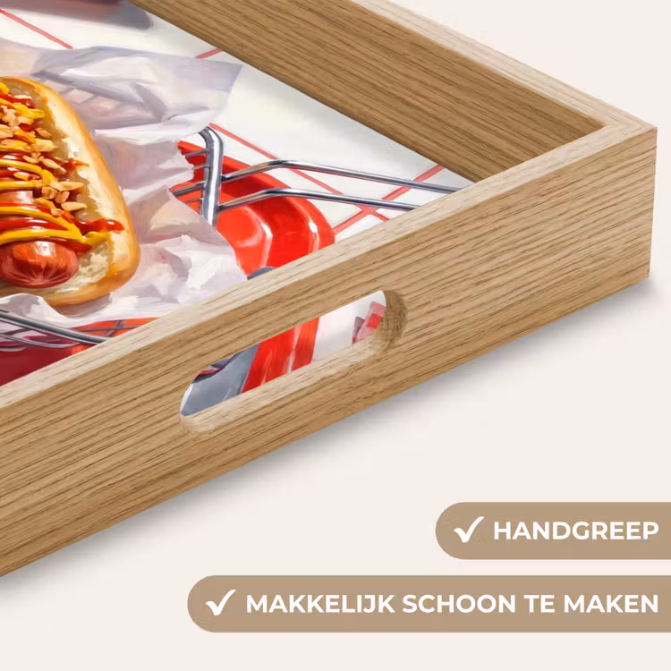 Eten - Hotdog - Fastfood - Modern - Rood Dienblad Rechthoek middel -USP_HandgreepNL