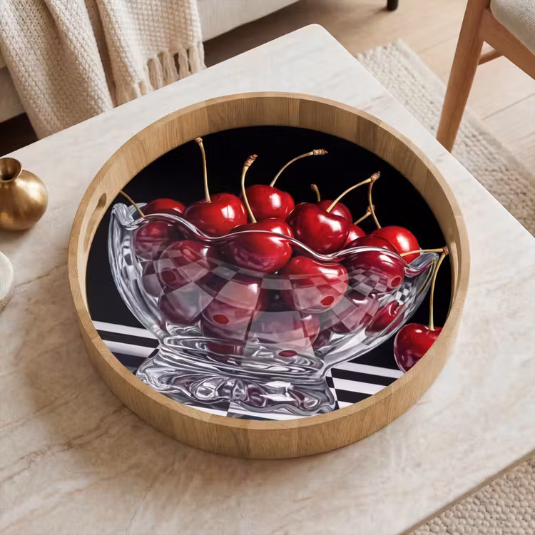 Dienblad - Eten - Kersen - Rood - Eten - Kersen - Rood Dienblad Rond middel