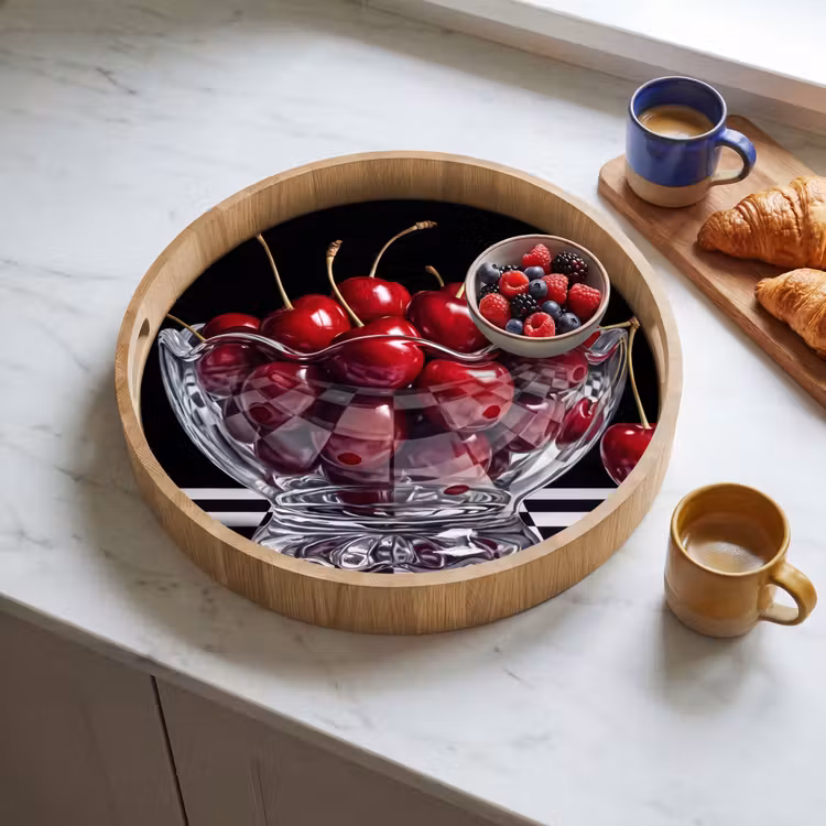 Dienblad - Eten - Kersen - Rood - Eten - Kersen - Rood Dienblad Rond middel