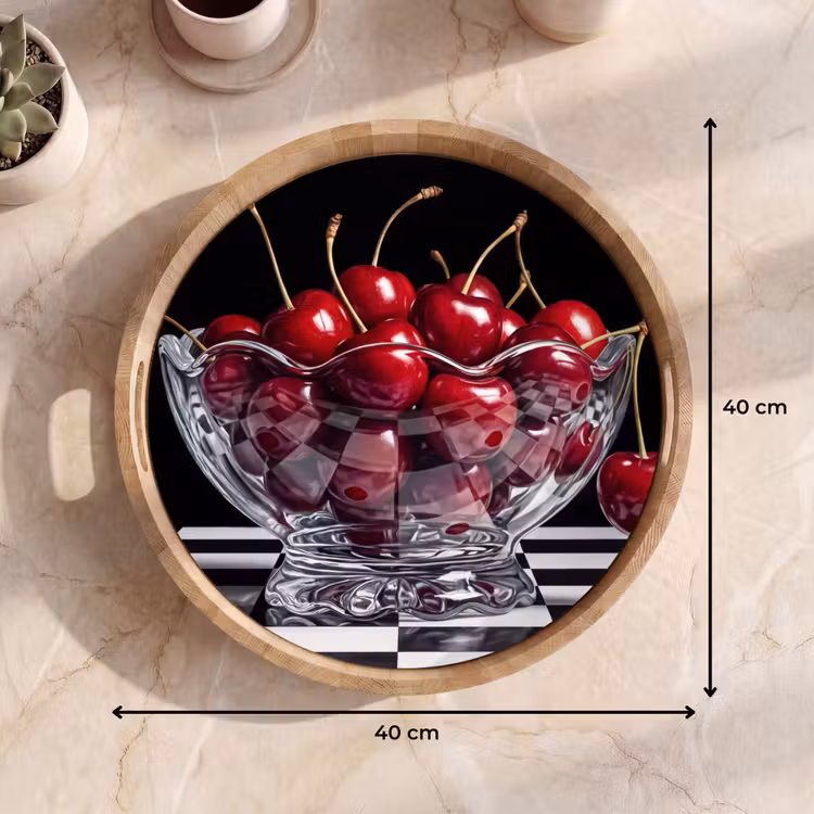 Dienblad - Eten - Kersen - Rood - Eten - Kersen - Rood Dienblad Rond middel