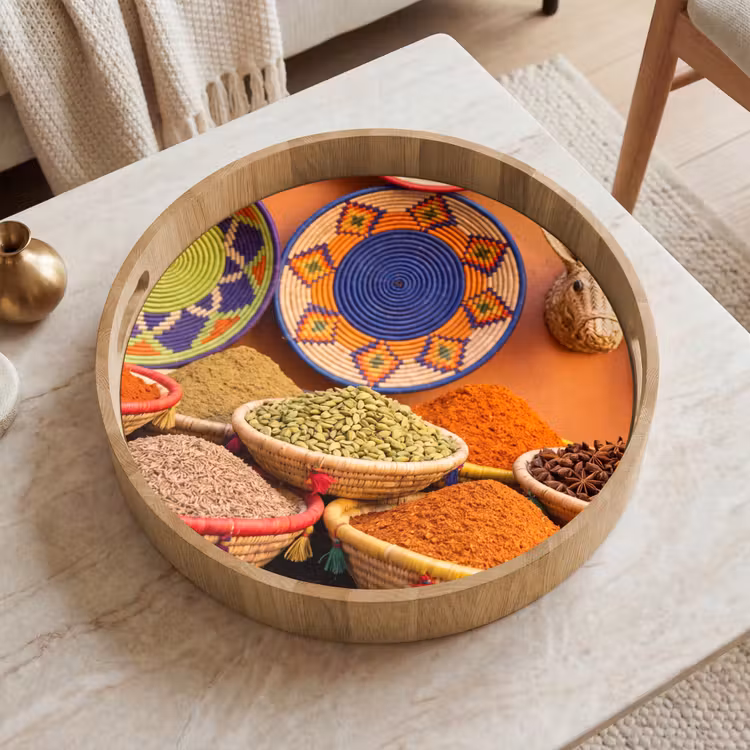 Dienblad - Eten - Kleurrijk - Cultuur - Eten - Kleurrijk - Cultuur Dienblad Rond middel