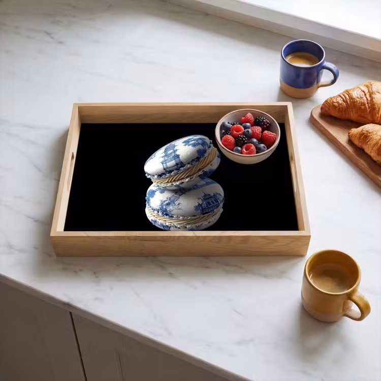 Eten - Macarons - Delfts blauw - Koekjes Dienblad Rechthoek middel -sfeer2
