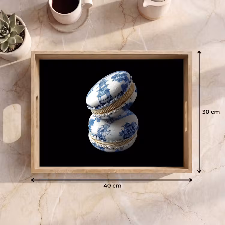 Eten - Macarons - Delfts blauw - Koekjes Dienblad Rechthoek middel -USP_Formaat