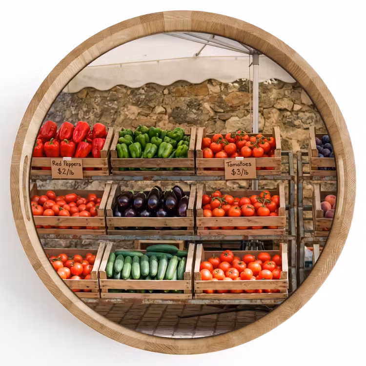 Dienblad - Eten - Markt - Vers - Eten - Markt - Vers Dienblad Rond middel