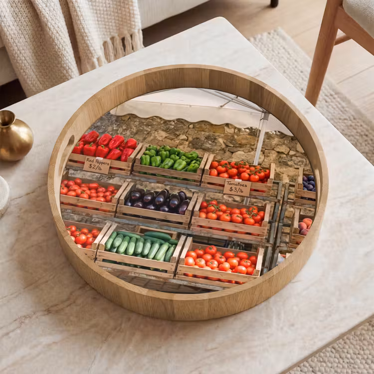 Dienblad - Eten - Markt - Vers - Eten - Markt - Vers Dienblad Rond middel