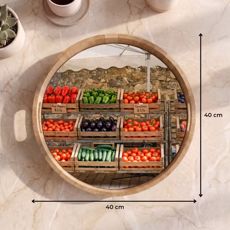 Dienblad - Eten - Markt - Vers - Eten - Markt - Vers Dienblad Rond middel