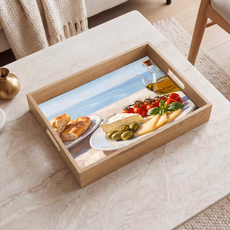 Eten - Middellandse Zee - Natuur - Geschilderd Dienblad Rechthoek middel -sfeer1