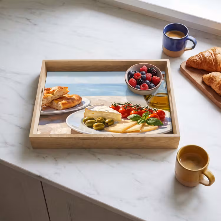 Eten - Middellandse Zee - Natuur - Geschilderd Dienblad Rechthoek middel -sfeer2