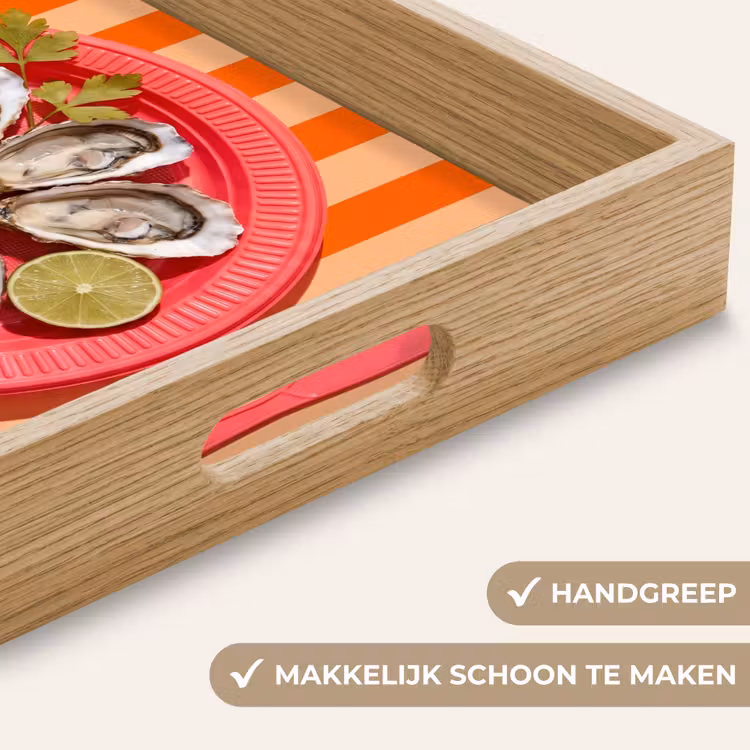 Eten - Oester - Zeevruchten - Oranje - Modern Dienblad Rechthoek middel -USP_HandgreepNL