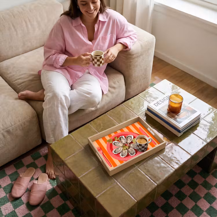 Eten - Oester - Zeevruchten - Oranje - Modern Dienblad Rechthoek middel -sfeer3