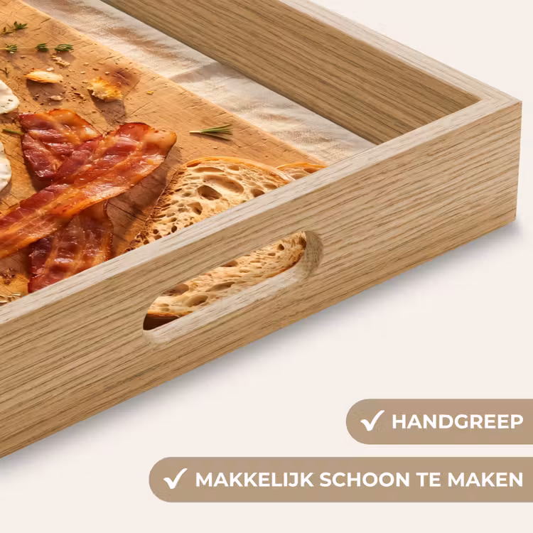 Eten - Ontbijt - Hout - Rustiek - Geel Dienblad Rechthoek middel -USP_HandgreepNL
