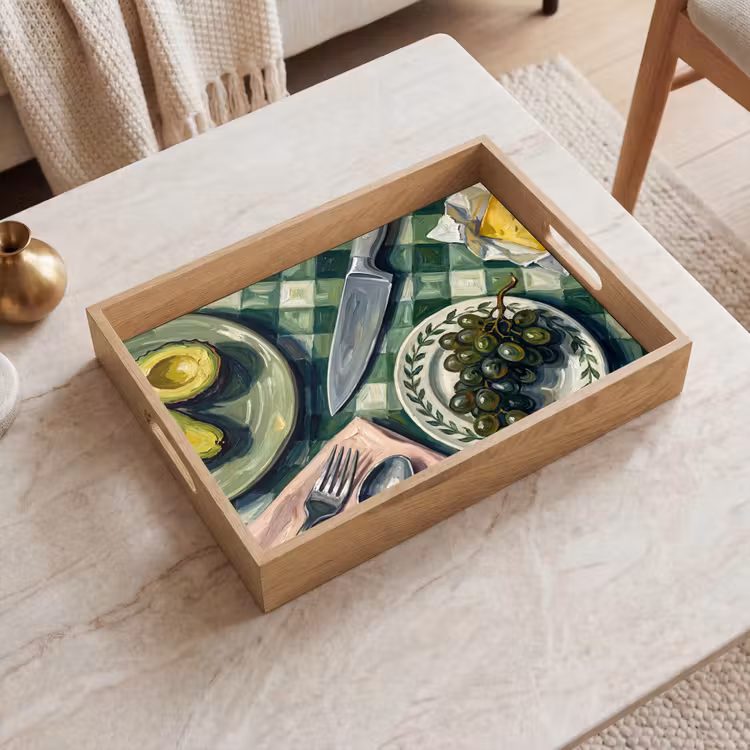 Eten - Ontbijt - Tafel - Modern - Groen Dienblad Rechthoek middel -sfeer1