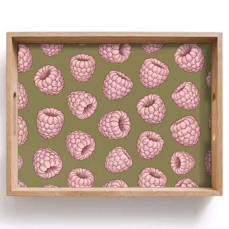 Eten - Patroon - Illustratie - Roze - Groen Dienblad Rechthoek middel -z3d_shopping