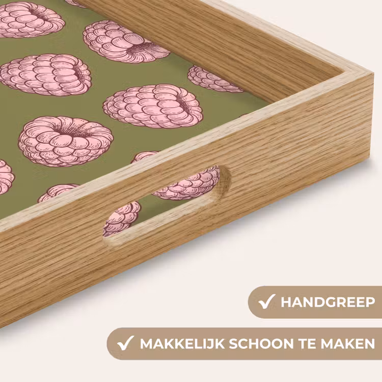 Eten - Patroon - Illustratie - Roze - Groen Dienblad Rechthoek middel -USP_HandgreepNL