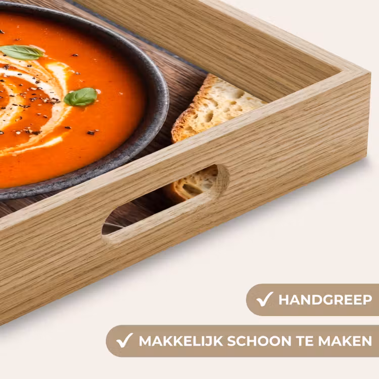Eten - Soep - Basilicum - Rustiek - Rood Dienblad Rechthoek middel -USP_HandgreepNL