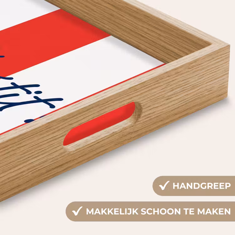 Eten - Spreuk - Keuken - Grafisch - Rood-Wit Dienblad Rechthoek middel -USP_HandgreepNL