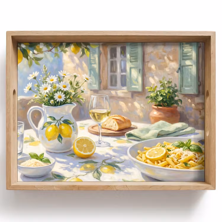 Eten - Terras - Zomer - Geschilderd - Geel Dienblad Rechthoek middel -z3d_shopping